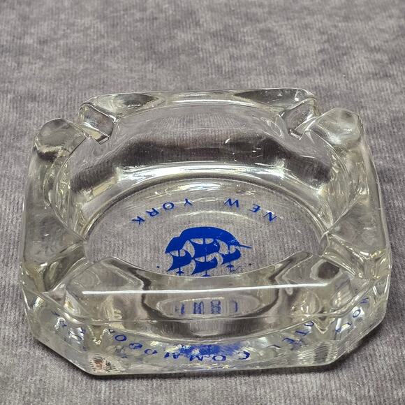 Vintage NYC Hotel Commodore New York Ship Art Deco Square Glass Ashtray - Picture 3 of 7